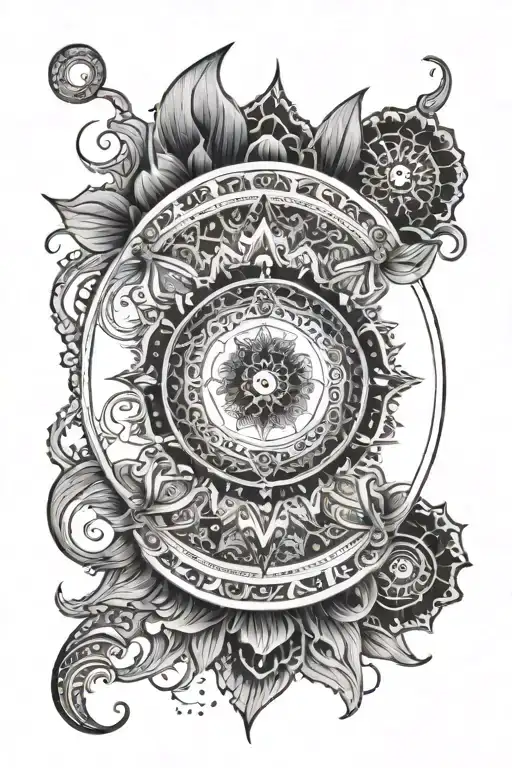 Moon Mandala Design Incorporating Elements
