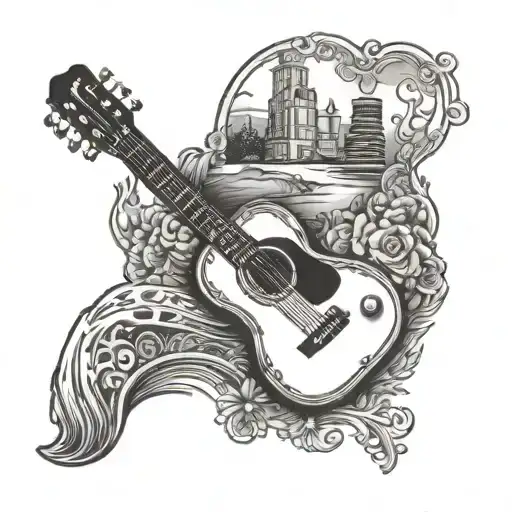 Michigan Mitten And Guitar Surrounded