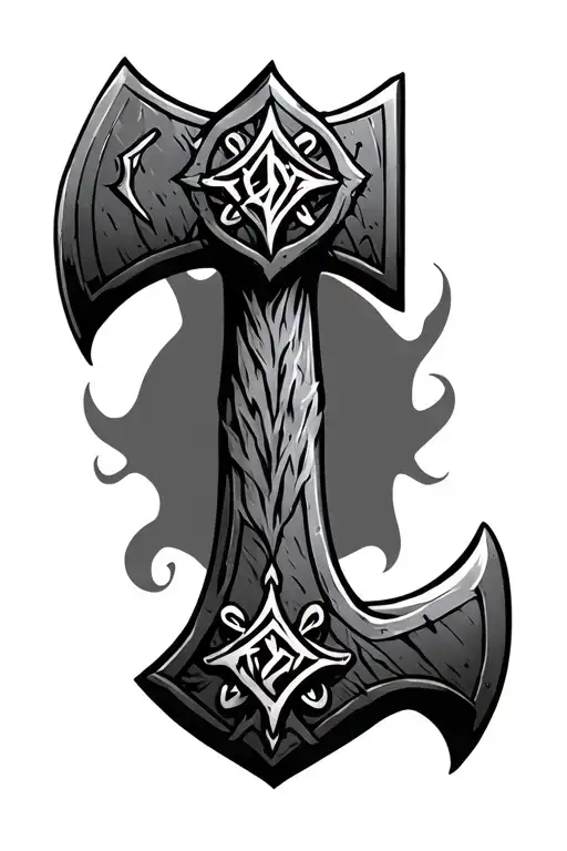 An Axe With Viking Symbols On It That Show Courage And Strength