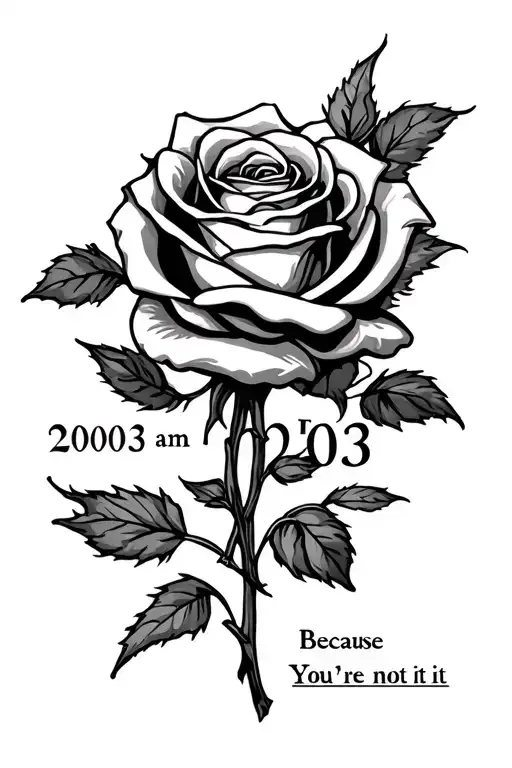 2003 In Roman Numbers With A Rose Wrapped Around It And I Am Because You're Not Below It
