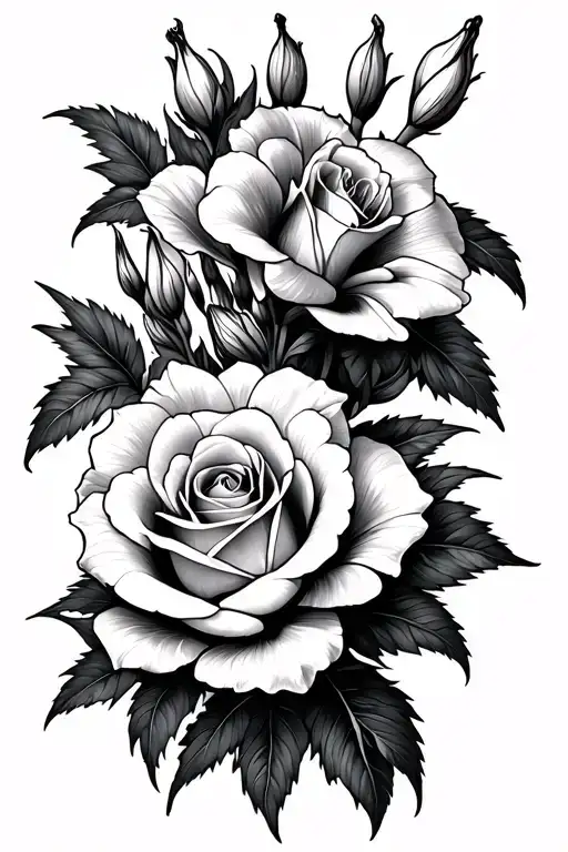 Gladiolus Carnation And Rose Intertwined