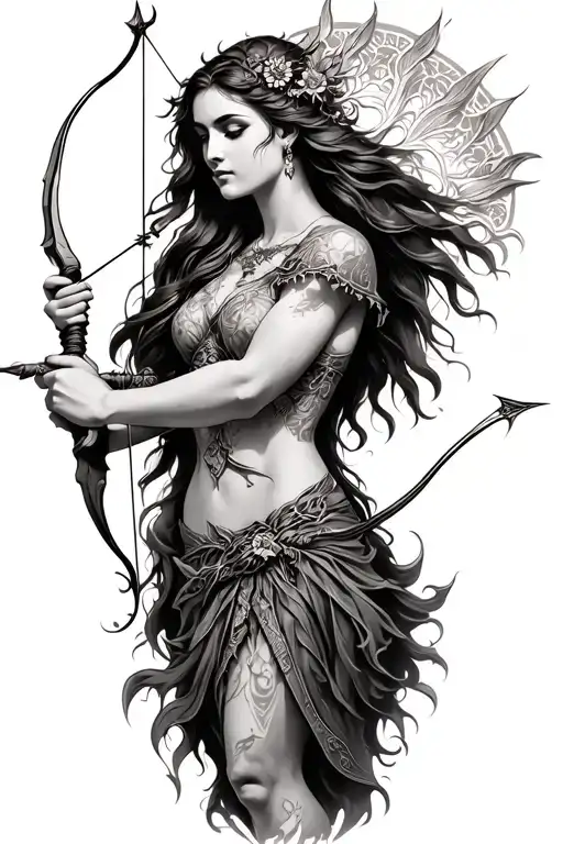 Goddess Holding Bow And Arrow
