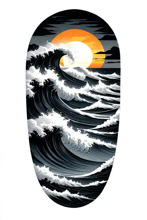 Travel Waves Sun Setting