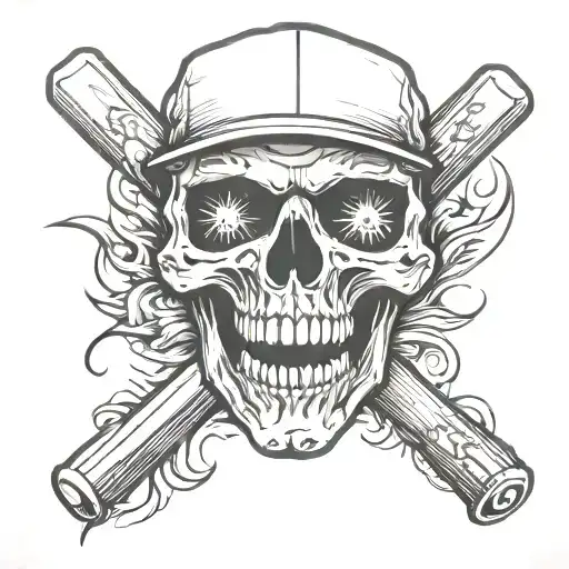Skull Face Stitching Baseball