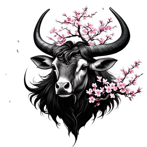 Taurus With Temples And Shrines Cherry Blossom Tree