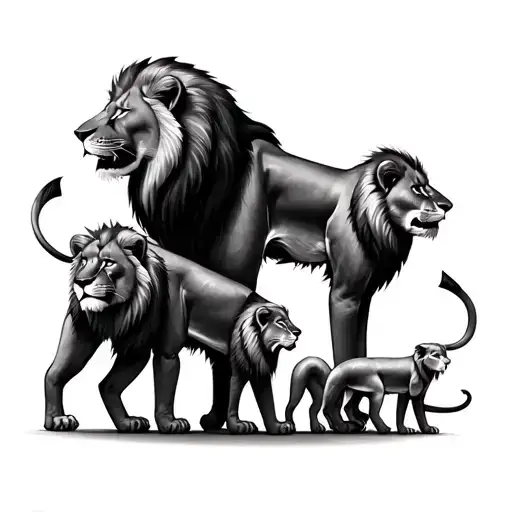 Lion Family Of 4 Tattoo For Men On Arm