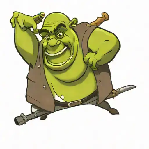 Shrek Holding A Gun With Sunglasses