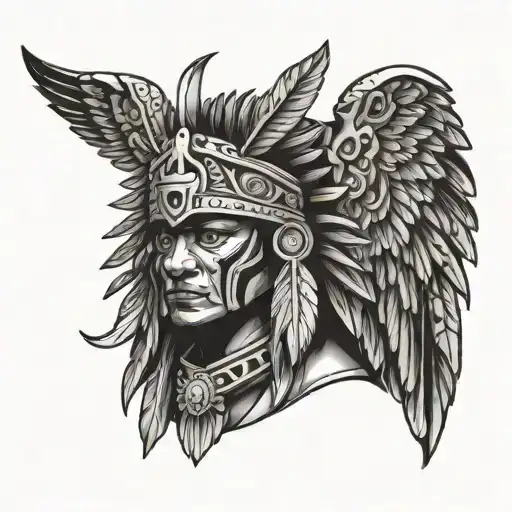 A Male Aztec Indian With Angel Wing With Devil Horns