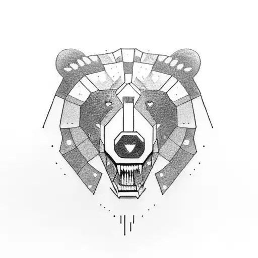 Ferocious Bear Head In The Shadows From The Side