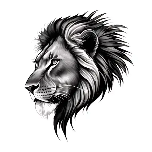 Half Lions Face Half Lioness Face Morphing Tattoo Design With Jungle Background