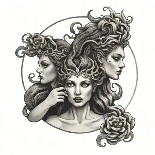 Sirens With Medusa Holding The Head