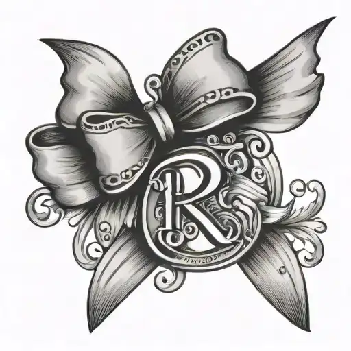 R Initial With A Cute Bow