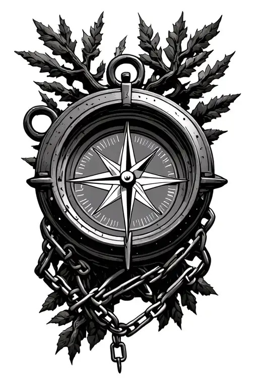 Compass Tree Branches And Chains