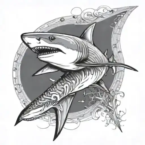 Fine Line Shark Tattoo Feminine