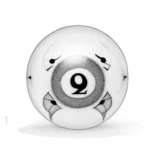 8 Ball Billiard With Feathers And King Crown