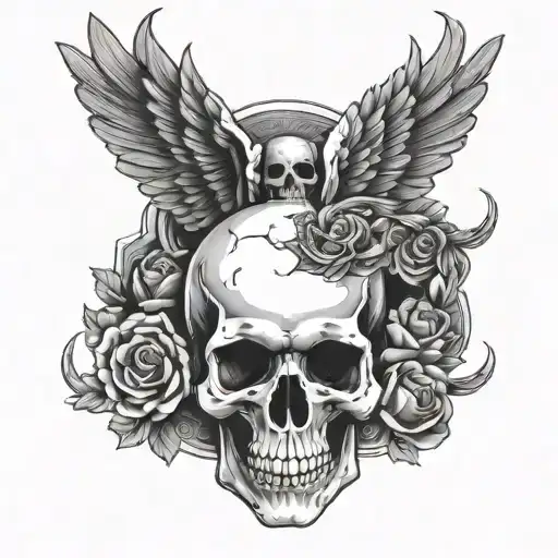 Skull With Wings In The Middle Of The