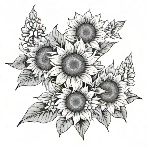 Sunflowers And Lady Orchids In The Shape Of Mexico