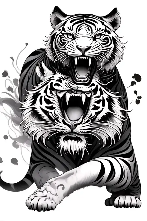 Korean Two Tigers Fighting