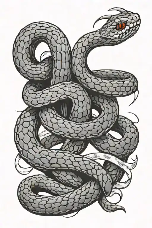 Snake Coiled With A Banner Ribbon Across