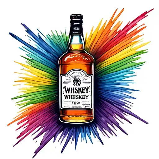 Rainbow Leading To Whiskey Bottle