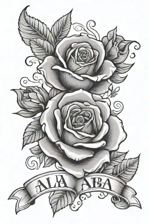 First Name Alba With A Rose