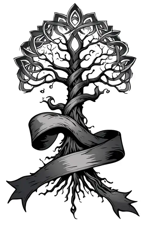 Celtic Tree With Ribbon Wrapped