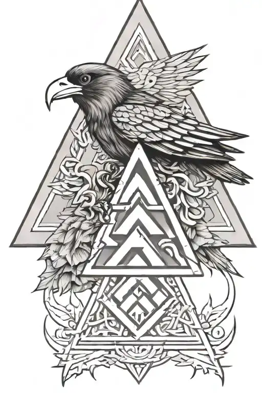 Valknut And Raven