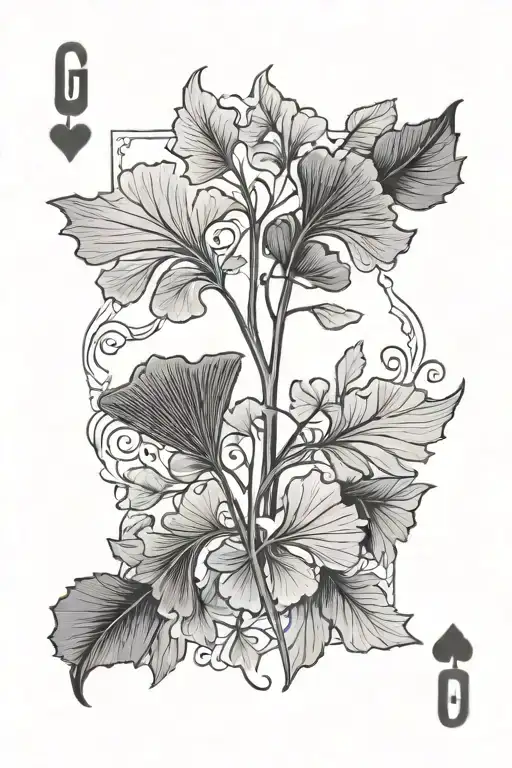 Blank Playing Card With Ginkgo Leaves