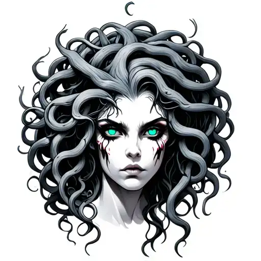 Evil Medusa With Blue Green Eyes