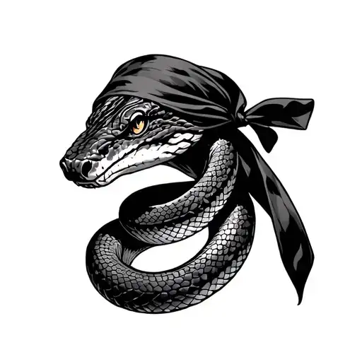 Snake Wearing A Bandana Over Head