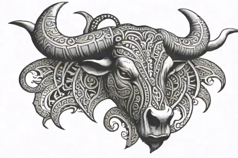 Cattle Horns With African Tribal Patterns