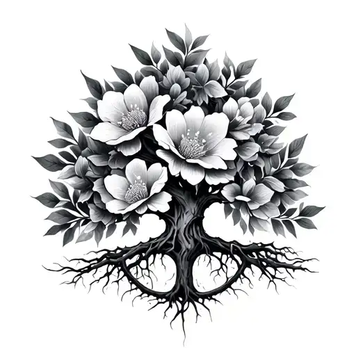 Tree Of Life Tattoos With Magnola Flowers
