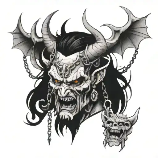 Multiple Flying Demon Head Chain Wrapped Loosely