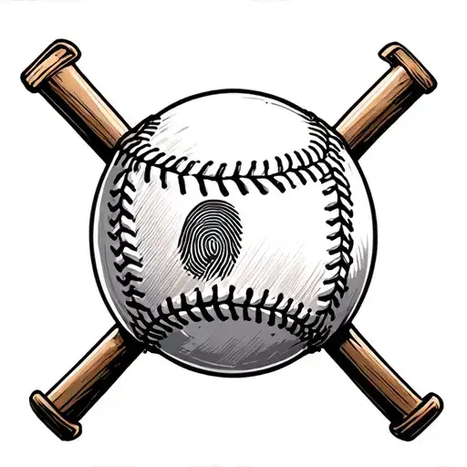 Baseball Diamond With Heartbeat And Fingerprint