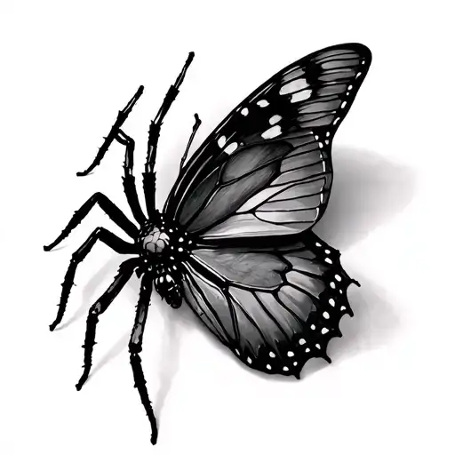 Spider And Butterfly As One