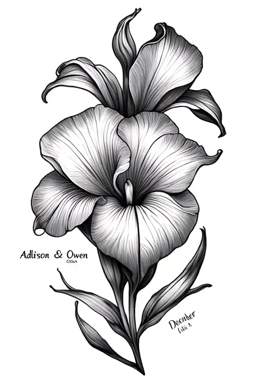 Addison & Owen Iris Calla Kids Names Intertwined December And August