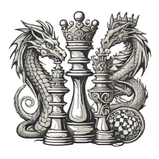 Crowns Dragons And Queen Chess Piece