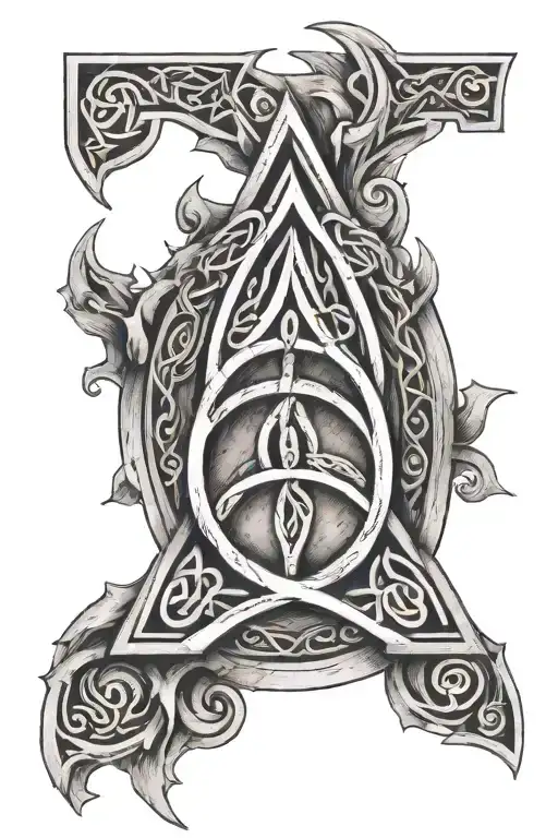 A Triquetra With Celtic Runes Around It