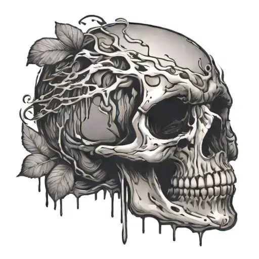 A Broken Skull With A Waterfall Coming Out Of Its Eye