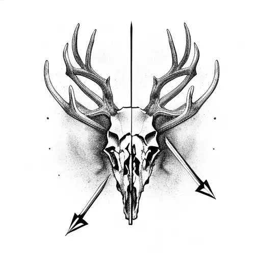 Deer Skull With Arrow Head