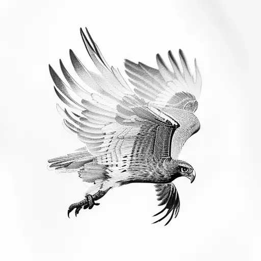 A Black And Grey Hawk In Flight With Detailed Feathers