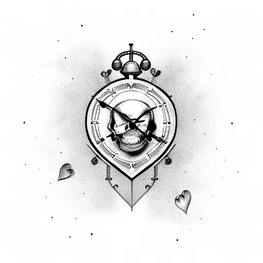 A Clock With A Skull And Heart