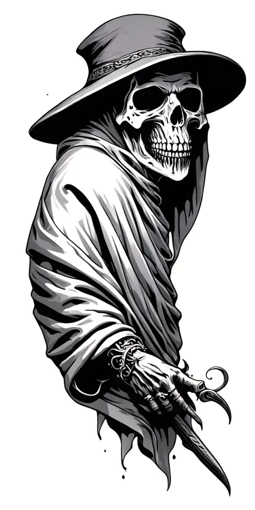 Grim Reaper Seetexas Style Tattoo Filagree Design Ful Sleeve
