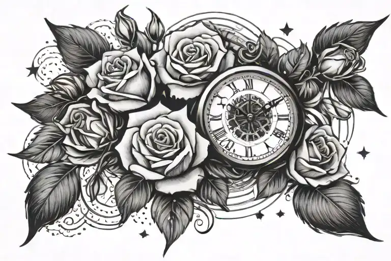 Clock With Roses In It In A Starry Night Sky Tonight All