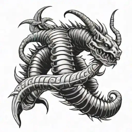 Samurai Handle With The Body Of Centipede