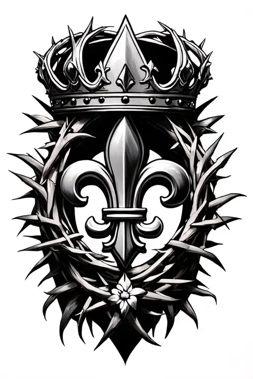 Crown Of Thorns And Fleur De Lis Symbol Incorporated