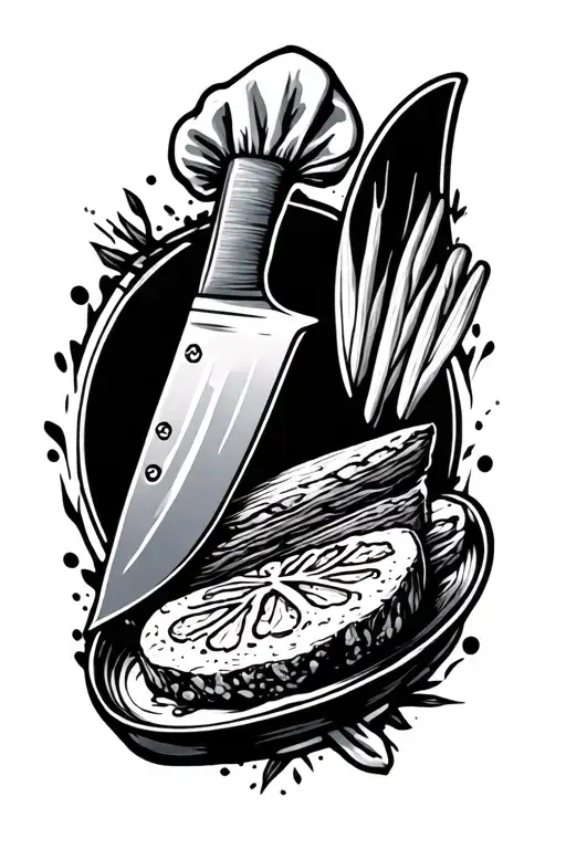 Chef Knife And Food