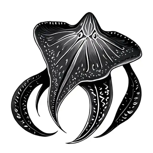 Black And White Polynesian Stingray With Hidden Rj Initials