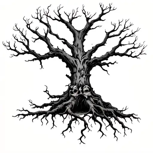 Half Dead Tree With Skull Roots