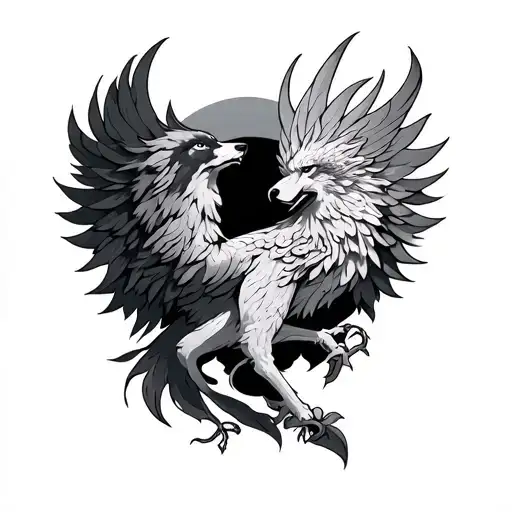 Loup Et Phoenix Rising